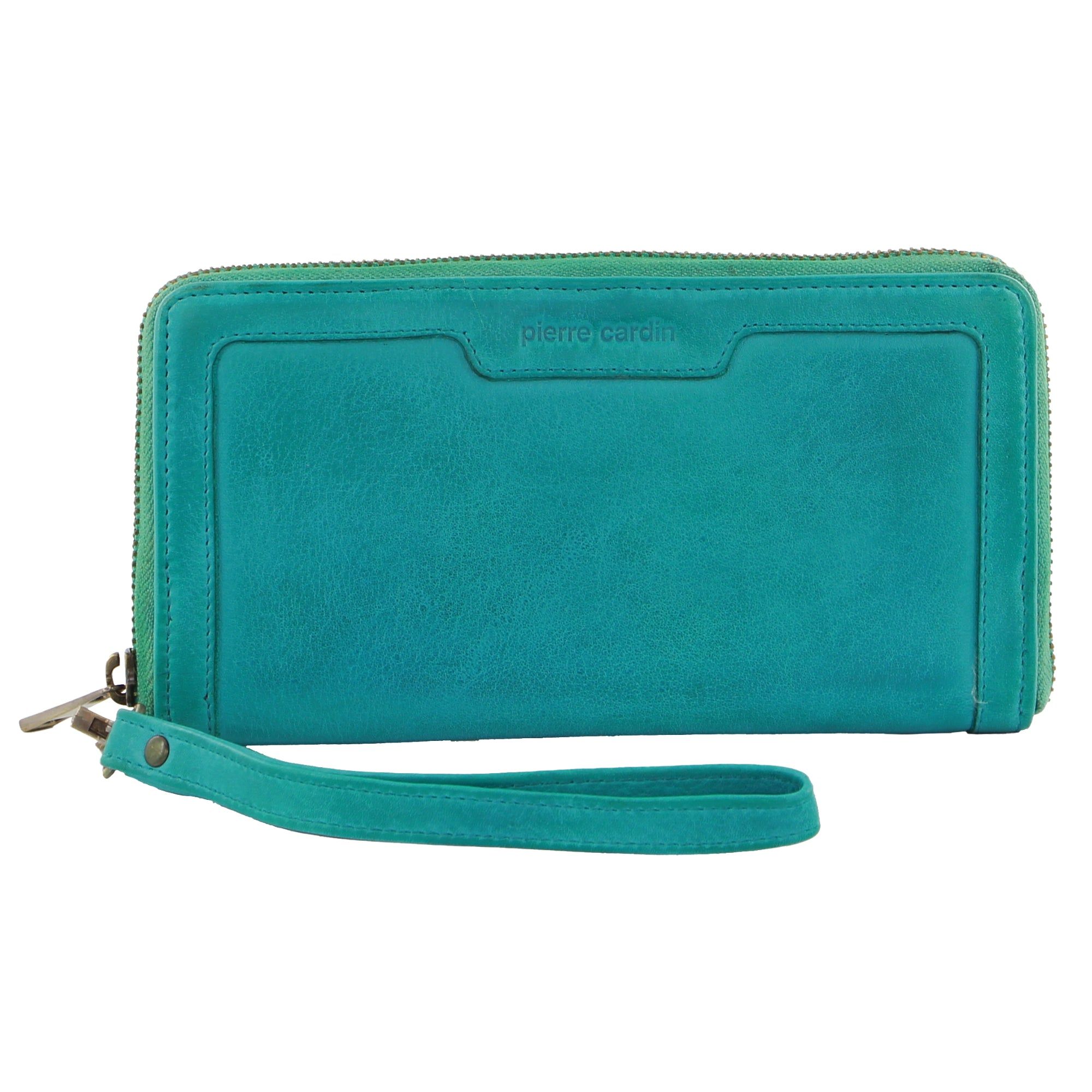 Pierre Cardin Leather Zip around wallet w Wristlet Dragkedja Runt Plånbok Dam Lila | IOVQTY754