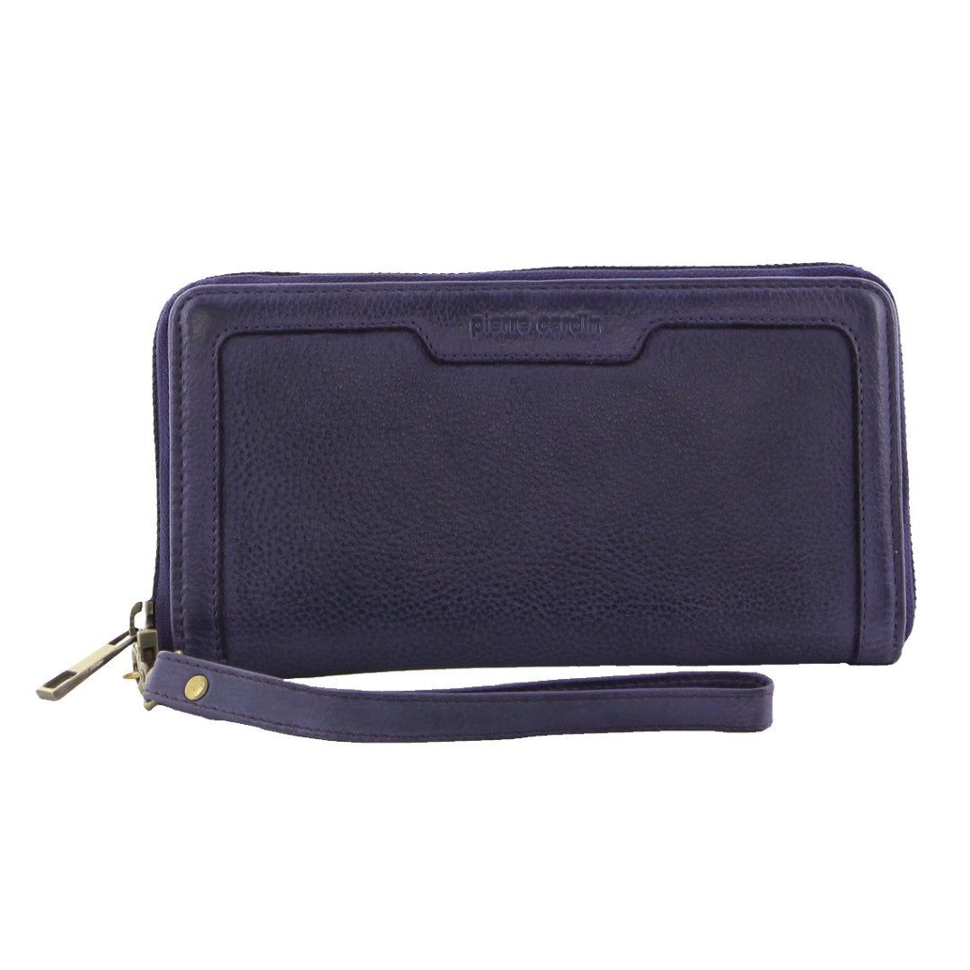Pierre Cardin Leather Zip around wallet w Wristlet Dragkedja Runt Plånbok Dam Lila | IOVQTY754