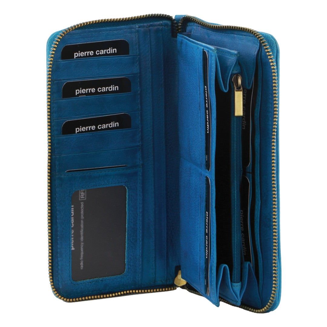 Pierre Cardin Leather Zip around wallet w Wristlet Medium Wallets Dam Ljusturkos | IGJHQV178