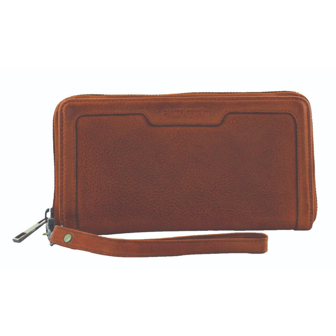 Pierre Cardin Leather Zip around wallet w Wristlet Dragkedja Runt Plånbok Dam Svarta | FTSRBH682