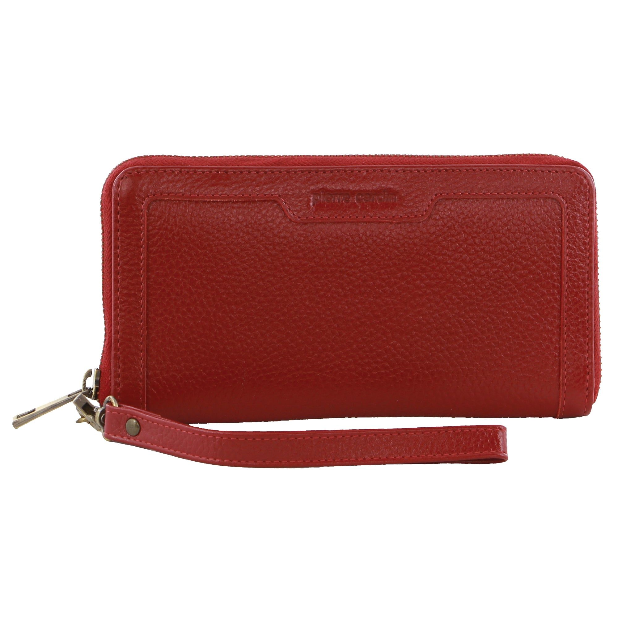 Pierre Cardin Leather Zip around wallet w Wristlet Dragkedja Runt Plånbok Dam Röda | PBSAYU056
