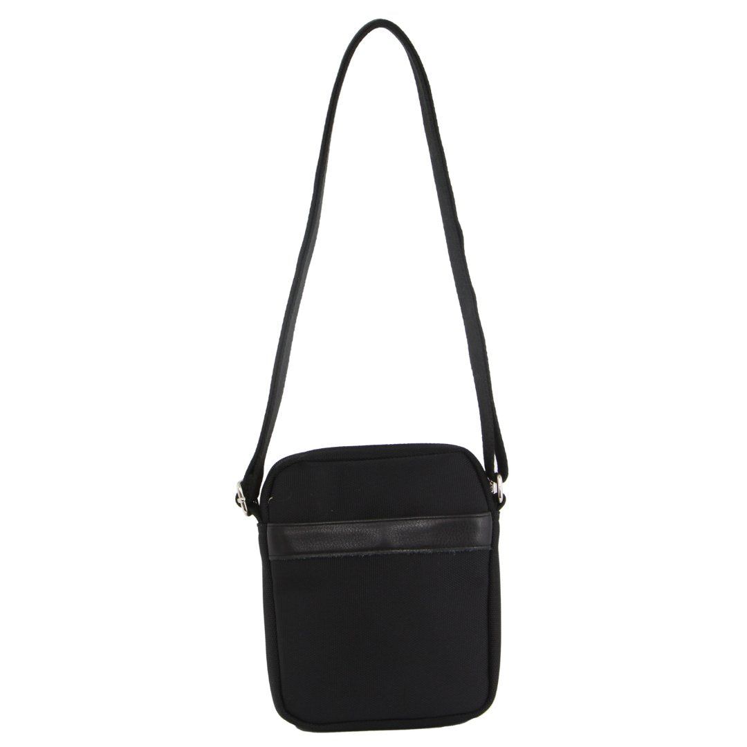Pierre Cardin Nylon with Leather Trim Travel Bag Crossbody Väska Herr Svarta | WHMLQF843