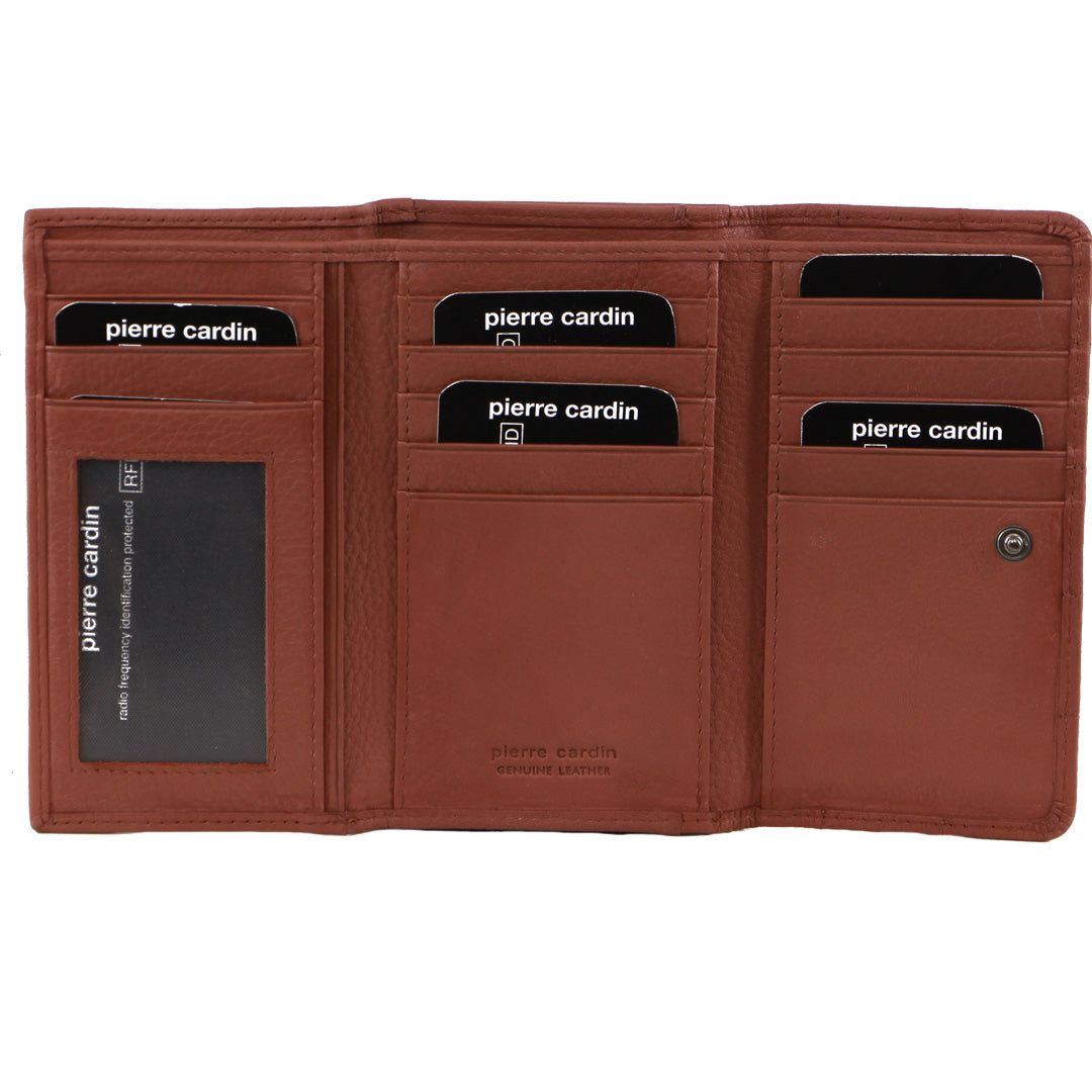 Pierre Cardin Pleated Leather Tri-Fold Wallet Medium Wallets Dam Rosa | EKUJCS932