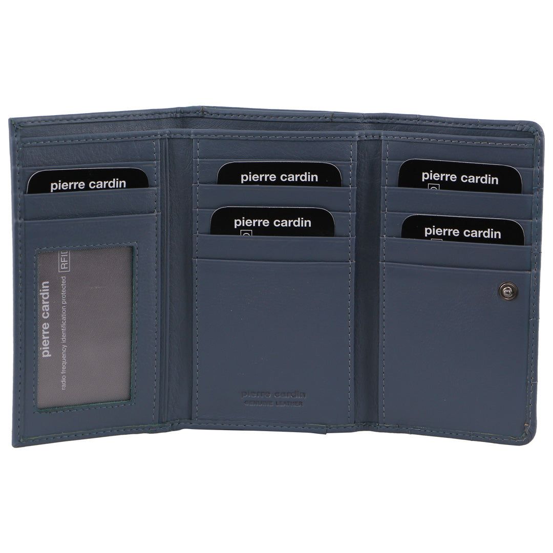 Pierre Cardin Pleated Leather Tri-Fold Wallet Medium Wallets Dam Cement | QEMYAU574