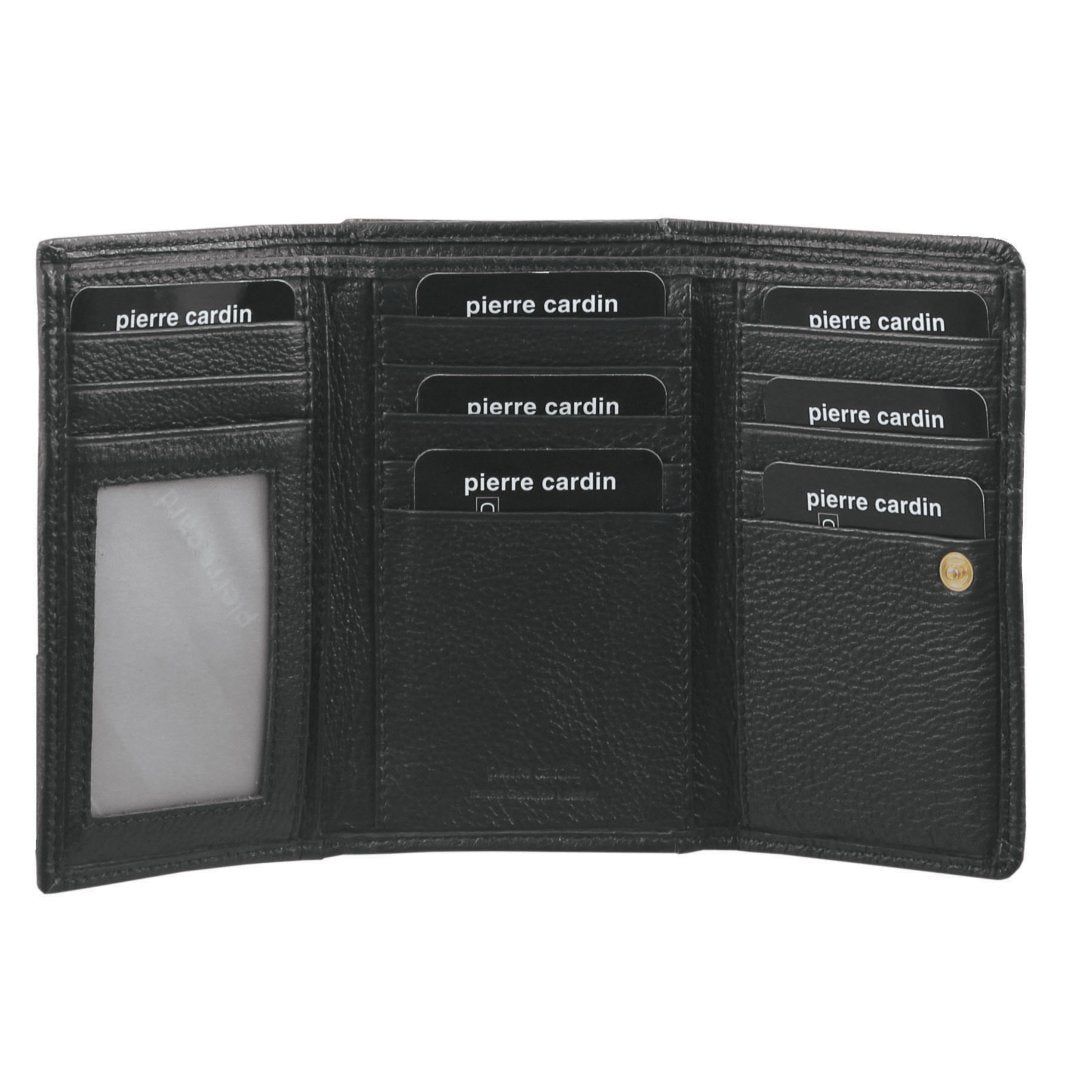 Pierre Cardin Pleated Leather Tri-Fold Wallet Medium Wallets Dam Svarta | KUPLDN278