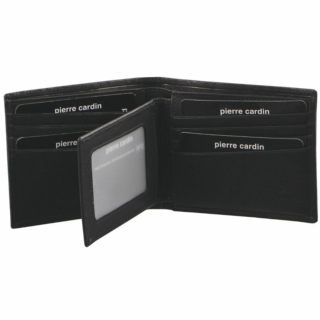 Pierre Cardin Rustic Leather Bi-Fold Wallet Bi-Fold Wallets Herr Svarta | UWCQTD817