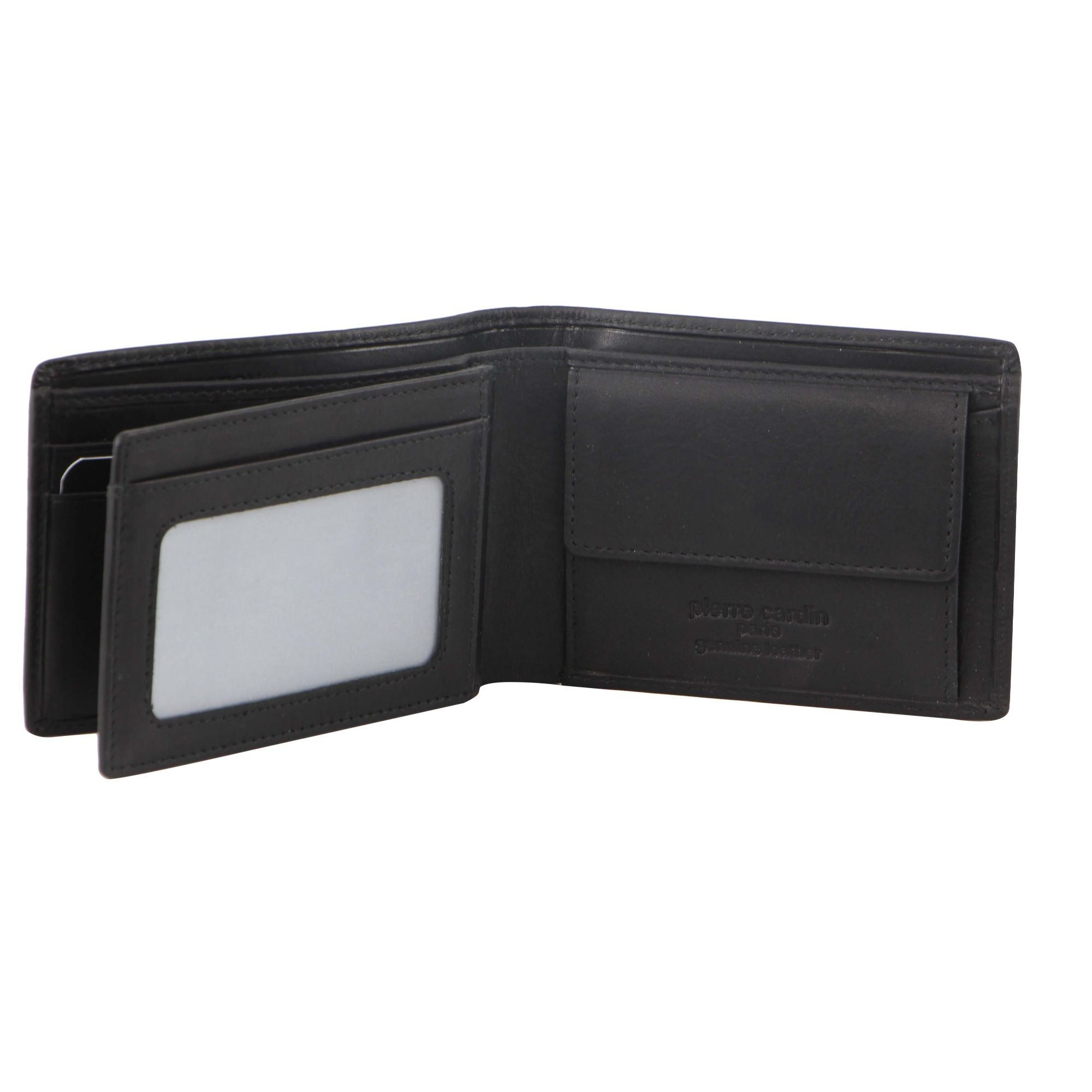 Pierre Cardin Rustic Leather Bi-Fold Wallet Bi-Fold Wallets Herr Svarta | QYNXOD153