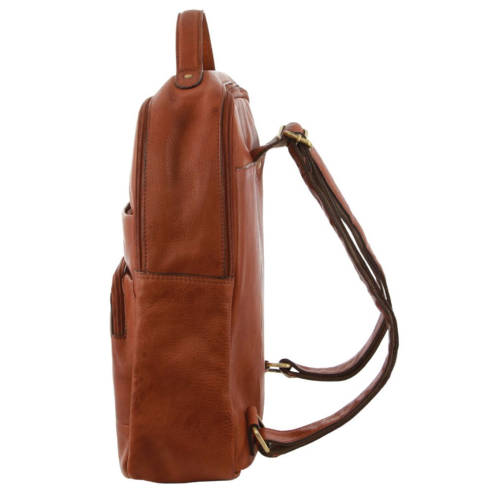 Pierre Cardin Rustic Leather Business Backpack Computer Bag Ryggsäckar Dam Bruna | WASQTV954