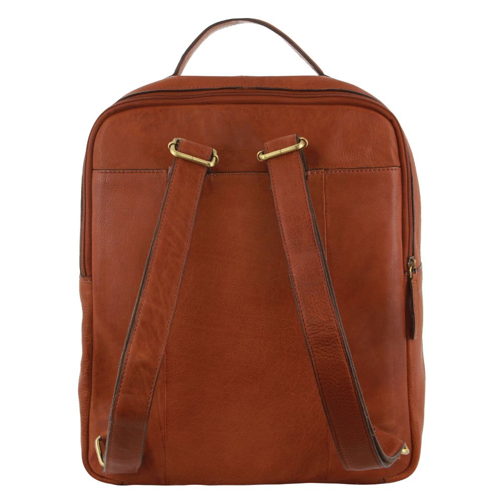Pierre Cardin Rustic Leather Business Backpack Computer Bag Ryggsäckar Dam Bruna | WASQTV954