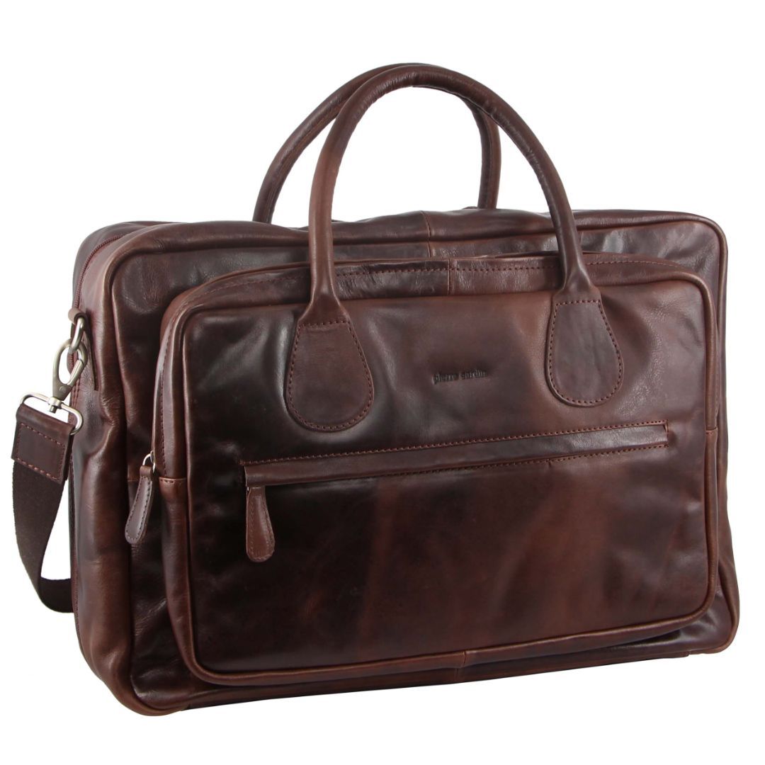 Pierre Cardin Rustic Leather Business Bag Messenger Väska Herr Bruna | TUHRWD130