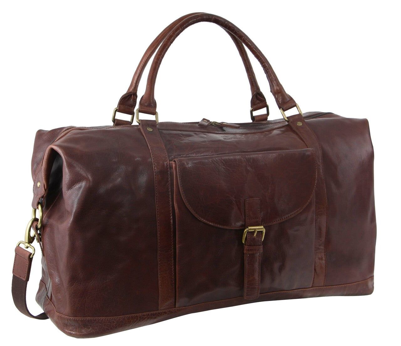 Pierre Cardin Rustic Leather Business Overnight Bag Overnight Bags Travel Choklad | PQSYXM103