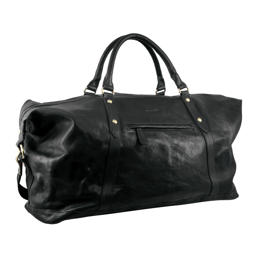 Pierre Cardin Rustic Leather Business Overnight Bag Overnight Bags Herr Svarta | KMHPBY289