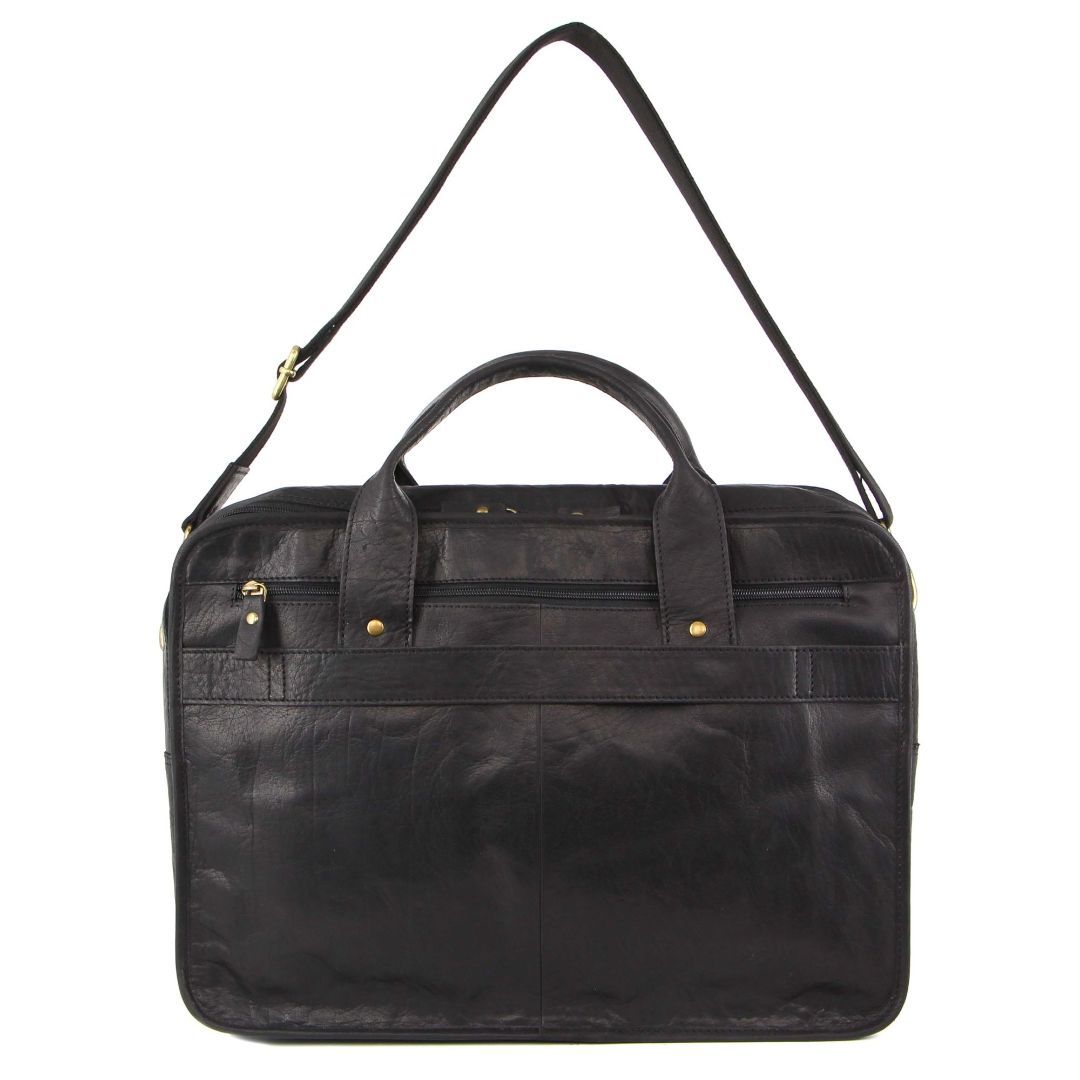 Pierre Cardin Rustic Leather Computer Bag Laptop Travel Svarta | BRUZCL826
