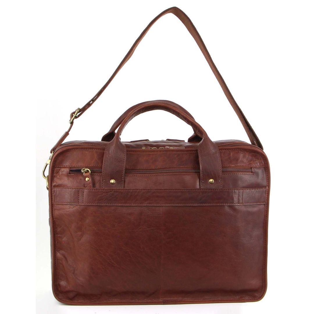 Pierre Cardin Rustic Leather Computer Bag Messenger Väska Herr Bruna | VSTJXE945