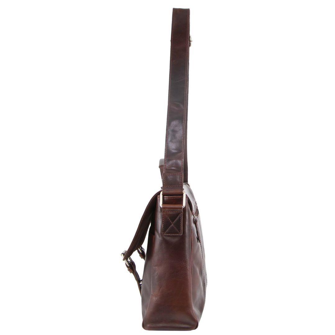 Pierre Cardin Rustic Leather Computer Bag Laptop Travel Mörkchoklad | RXAONK781
