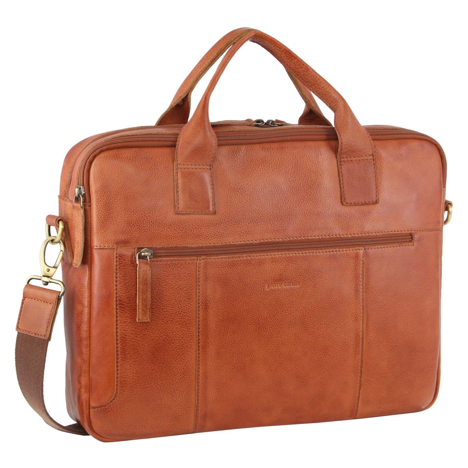 Pierre Cardin Rustic Leather Computer Bag Business Computer Bags Herr Svarta | KFMCVR925