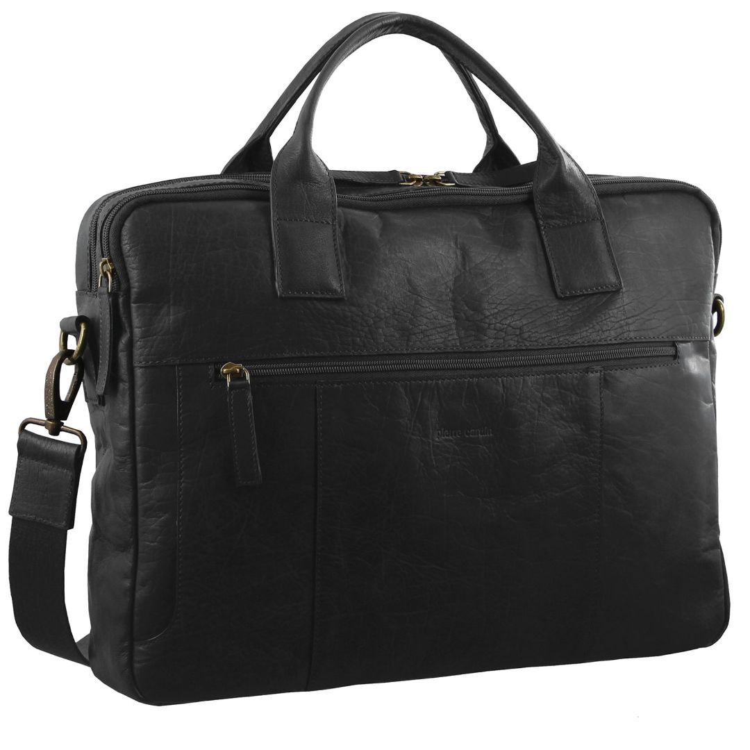 Pierre Cardin Rustic Leather Computer Bag Business Computer Bags Herr Svarta | KFMCVR925