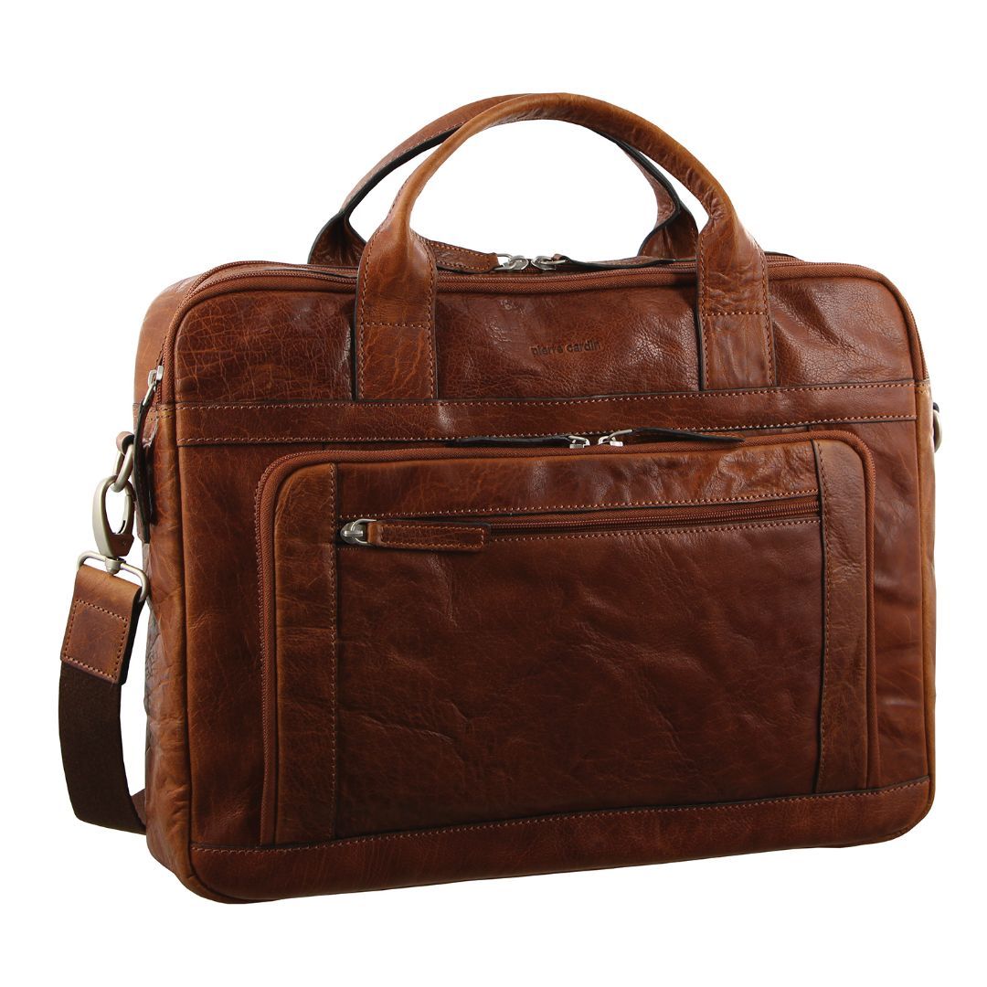 Pierre Cardin Rustic Leather Computer Business Bag Messenger Väska Herr Svarta | TSVIOM149