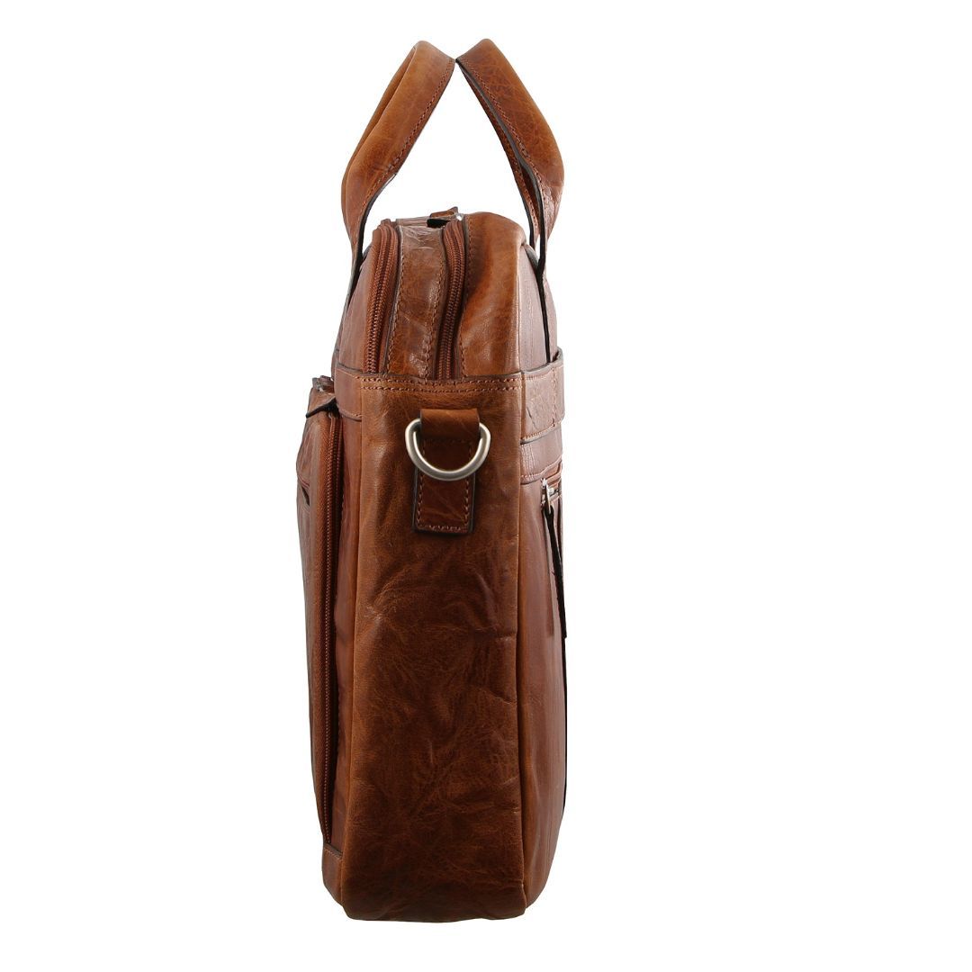 Pierre Cardin Rustic Leather Computer Business Bag Messenger Väska Herr Bruna | JGOKHS358