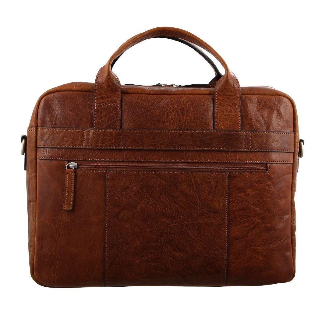 Pierre Cardin Rustic Leather Computer Business Bag Messenger Väska Herr Bruna | JGOKHS358