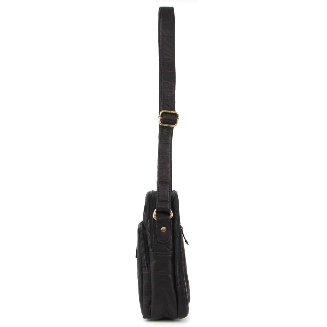 Pierre Cardin Rustic Leather Cross-Body Bag Crossbody Väska Herr Svarta | HZNBLA159