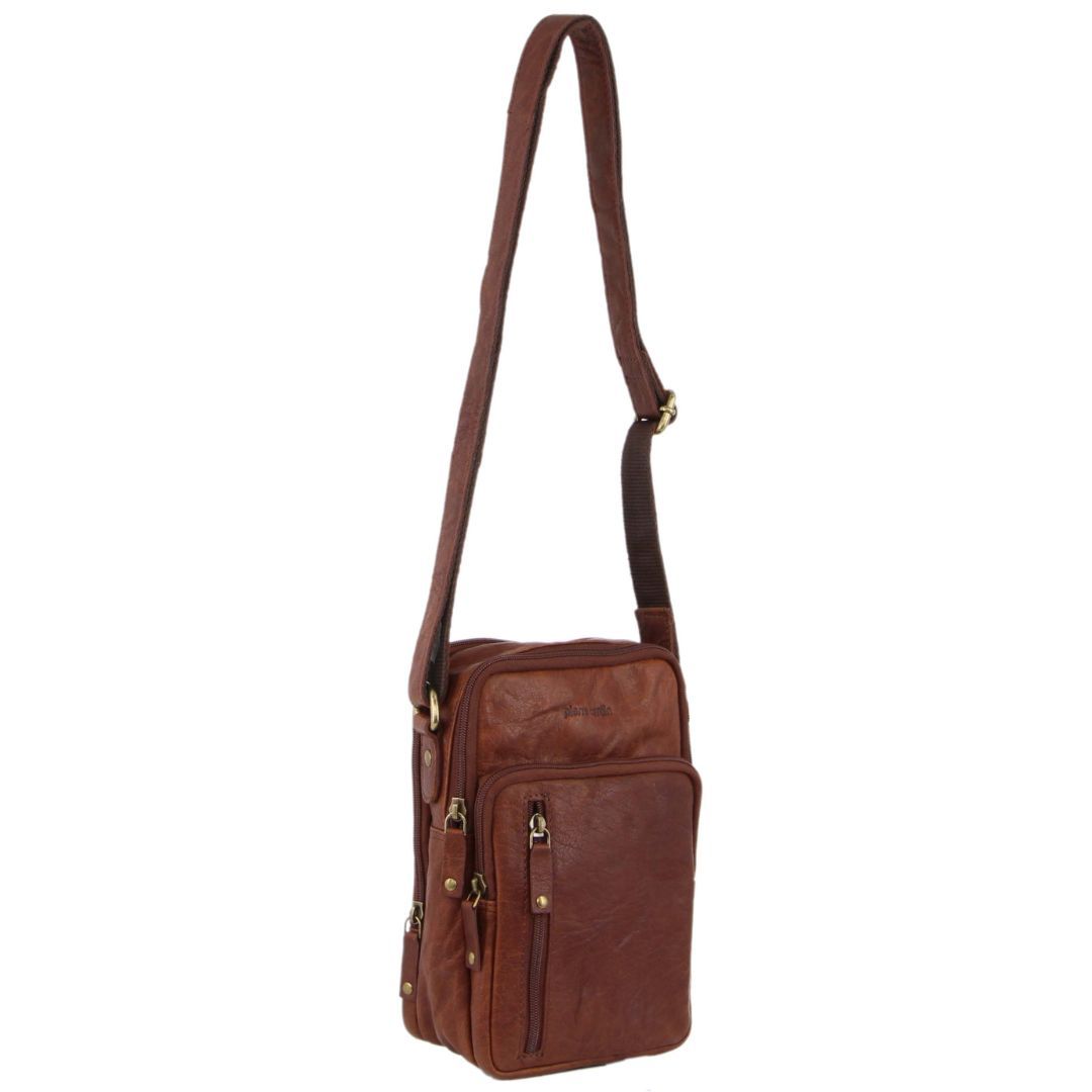 Pierre Cardin Rustic Leather Cross-Body Bag Crossbody Väska Herr Bruna | YNRTAU583