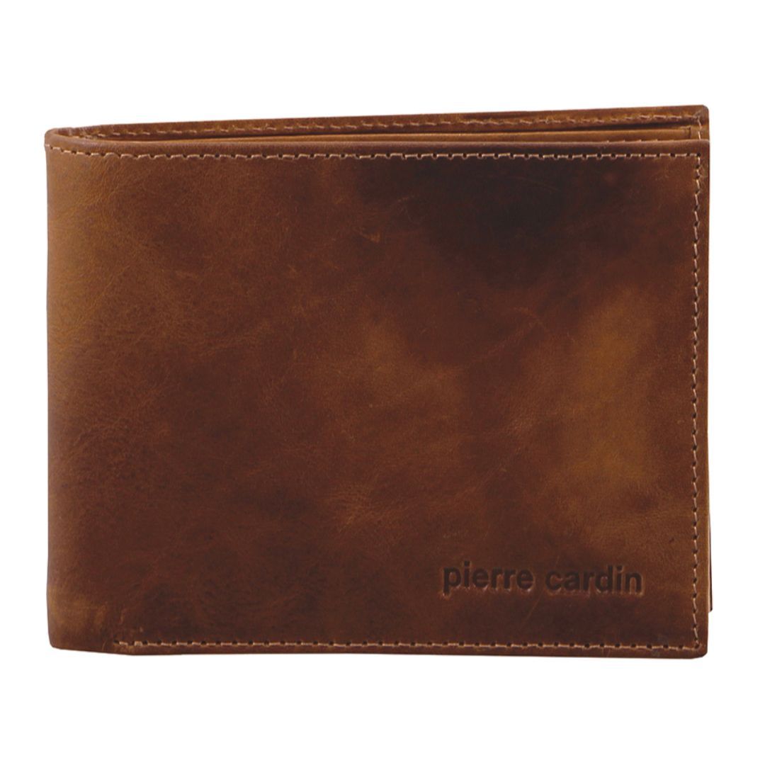 Pierre Cardin Rustic Leather Tri-Fold Wallet Trefaldig Plånbok Herr Svarta | DAXUSM390