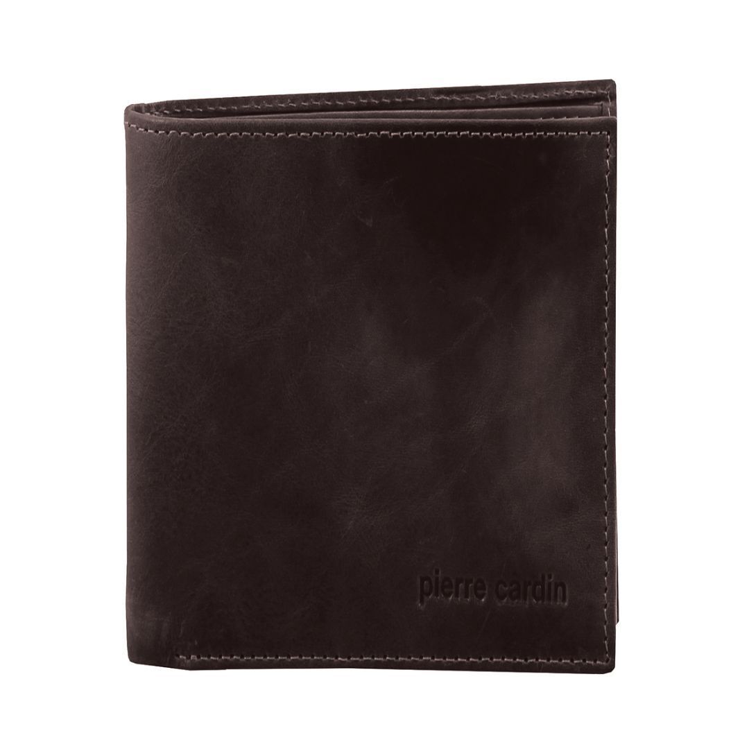 Pierre Cardin Rustic Leather Tri-Fold Wallet Trefaldig Plånbok Herr Bruna | CEDSVA537