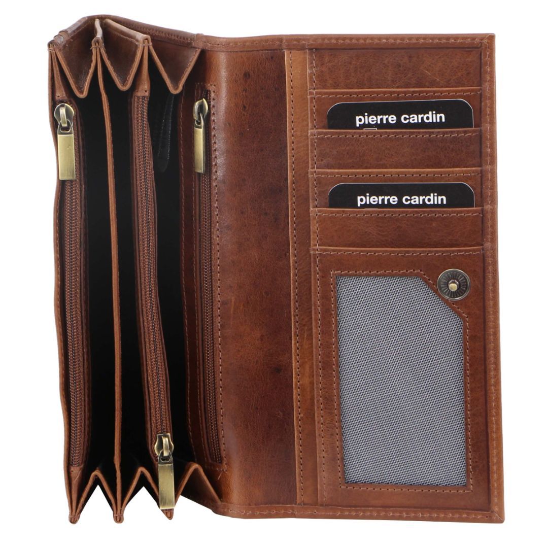 Pierre Cardin Rustic Leather Wallet Bi-Fold Wallets Dam Bruna | DLZUTB705