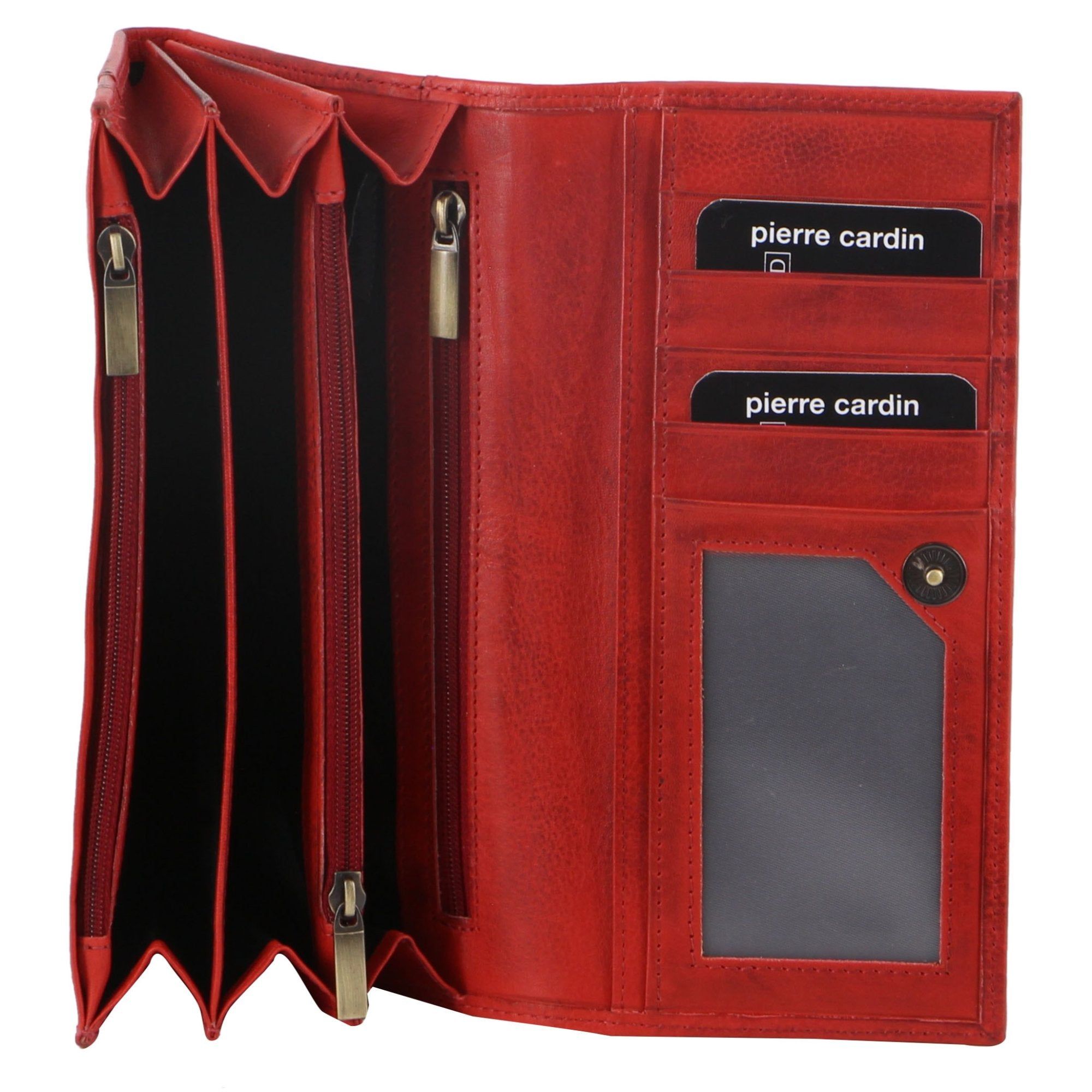 Pierre Cardin Rustic Leather Wallet Bi-Fold Wallets Dam Röda | VBEZIW587