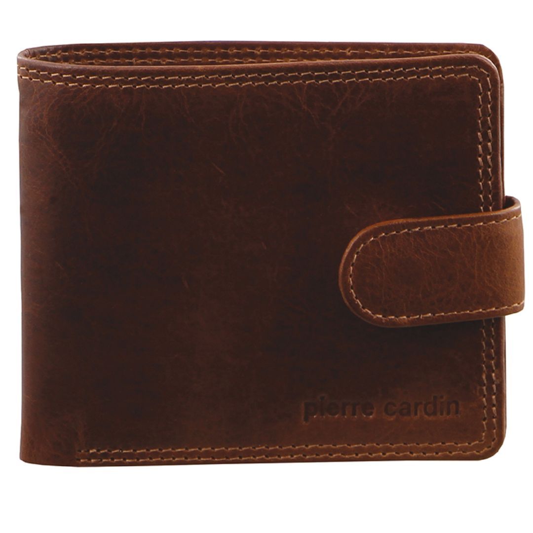 Pierre Cardin Rustic Leather Wallet Trefaldig Plånbok Herr Bruna | LGSWZT027
