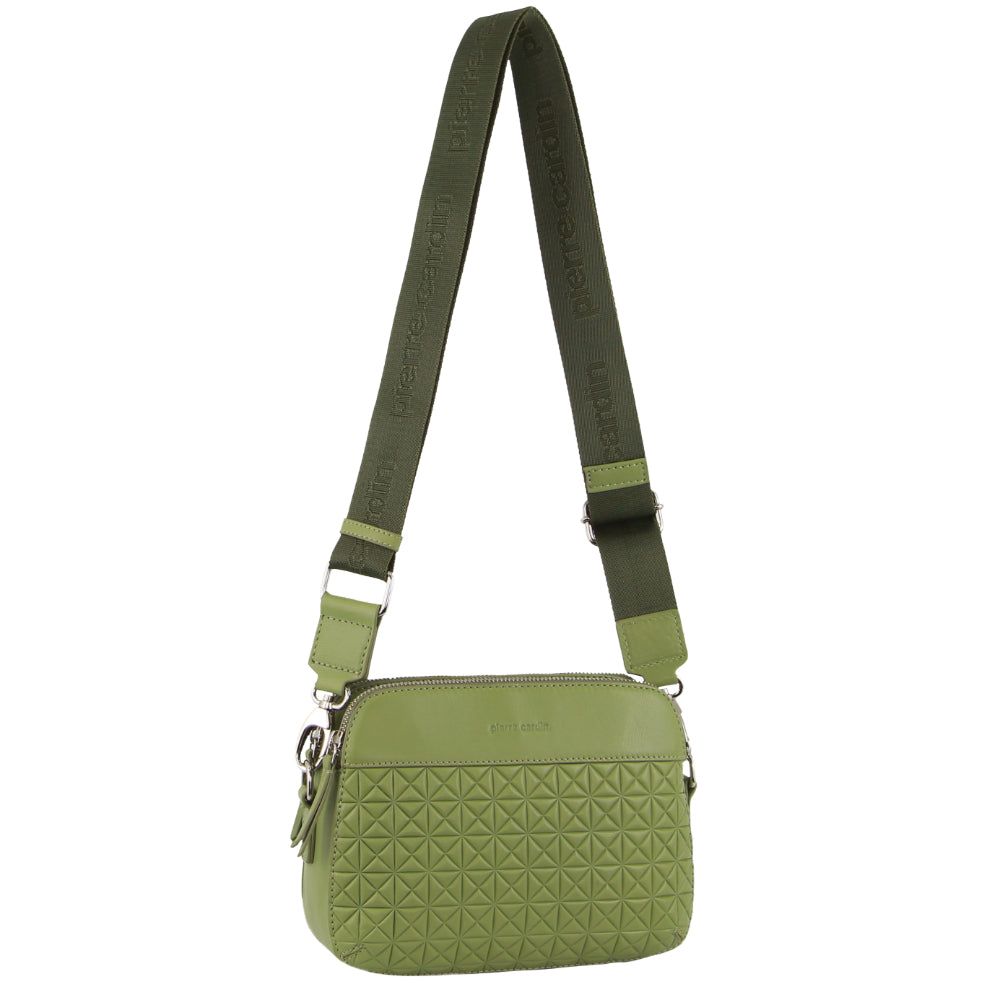 Pierre Cardin Webbing Strap Leather Crossbody Bag Crossbody Väska Dam Leaf | IPBQUA946