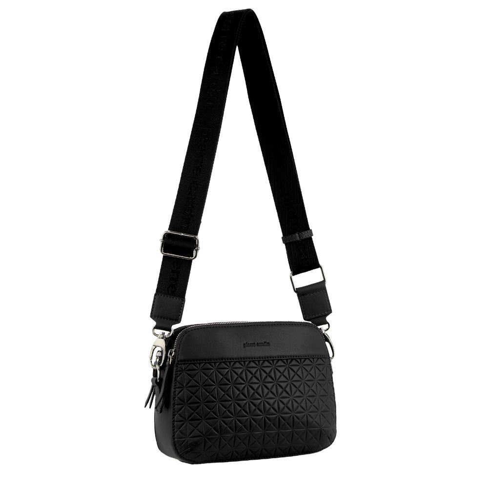 Pierre Cardin Webbing Strap Leather Crossbody Bag Crossbody Väska Dam Svarta | VRJGTF052