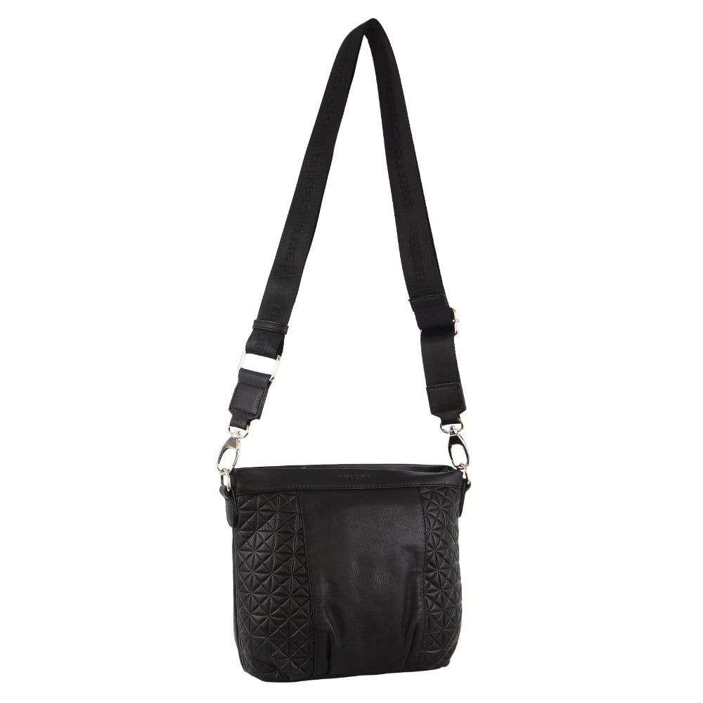 Pierre Cardin Webbing Strap Leather Crossbody Bag Handbags Dam Svarta | YREBJI078