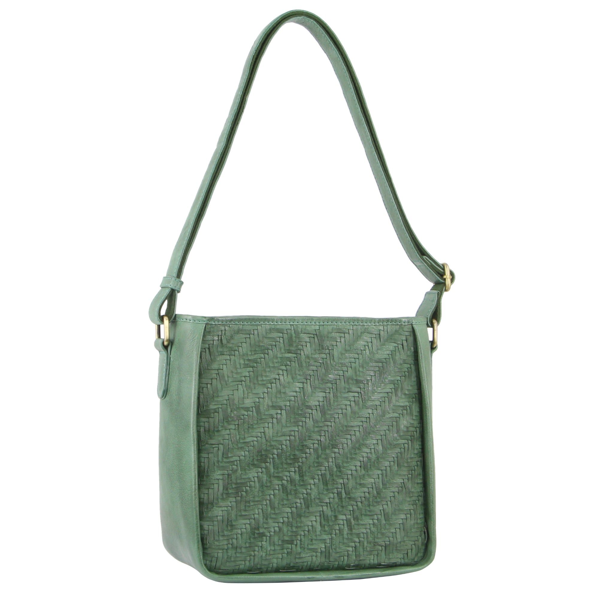 Pierre Cardin Woven Embossed Leather Cross-Body Bag Crossbody Väska Dam Gröna | KDVREY918