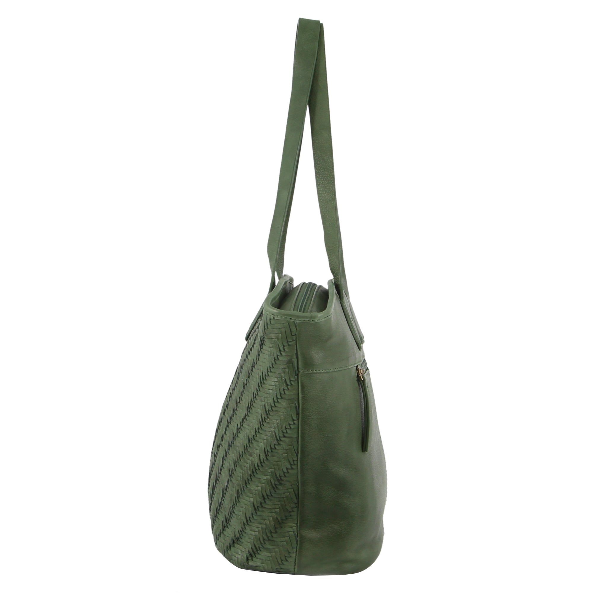 Pierre Cardin Woven Embossed Leather Shoulder Bag Handbags Dam Gröna | BYKNCZ562