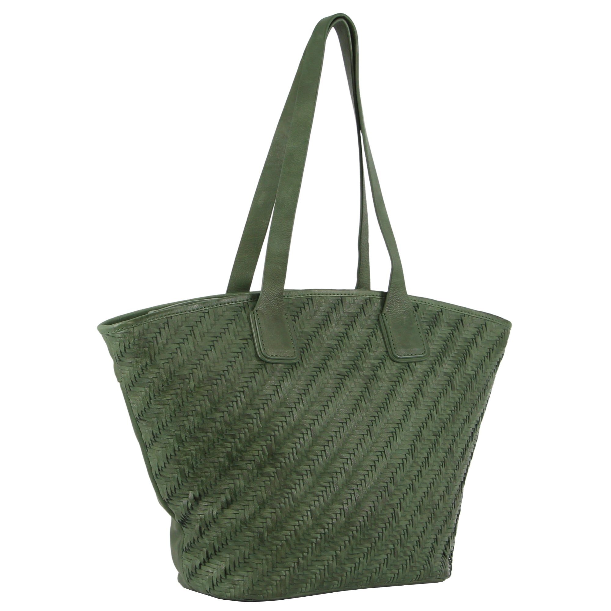Pierre Cardin Woven Embossed Leather Shoulder Bag Handbags Dam Gröna | BYKNCZ562