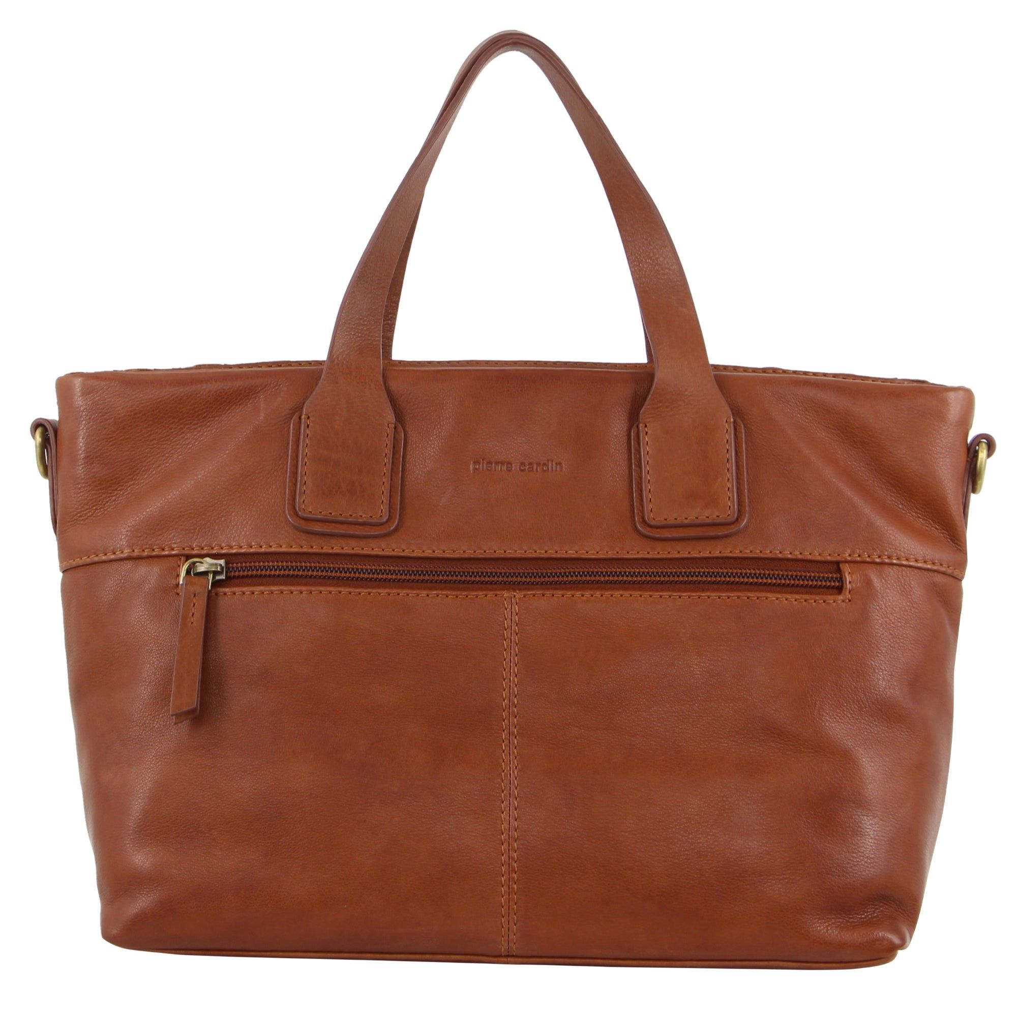 Pierre Cardin Woven Embossed Leather Tote Bag Handbags Dam Mörkbruna | RKNCWB123