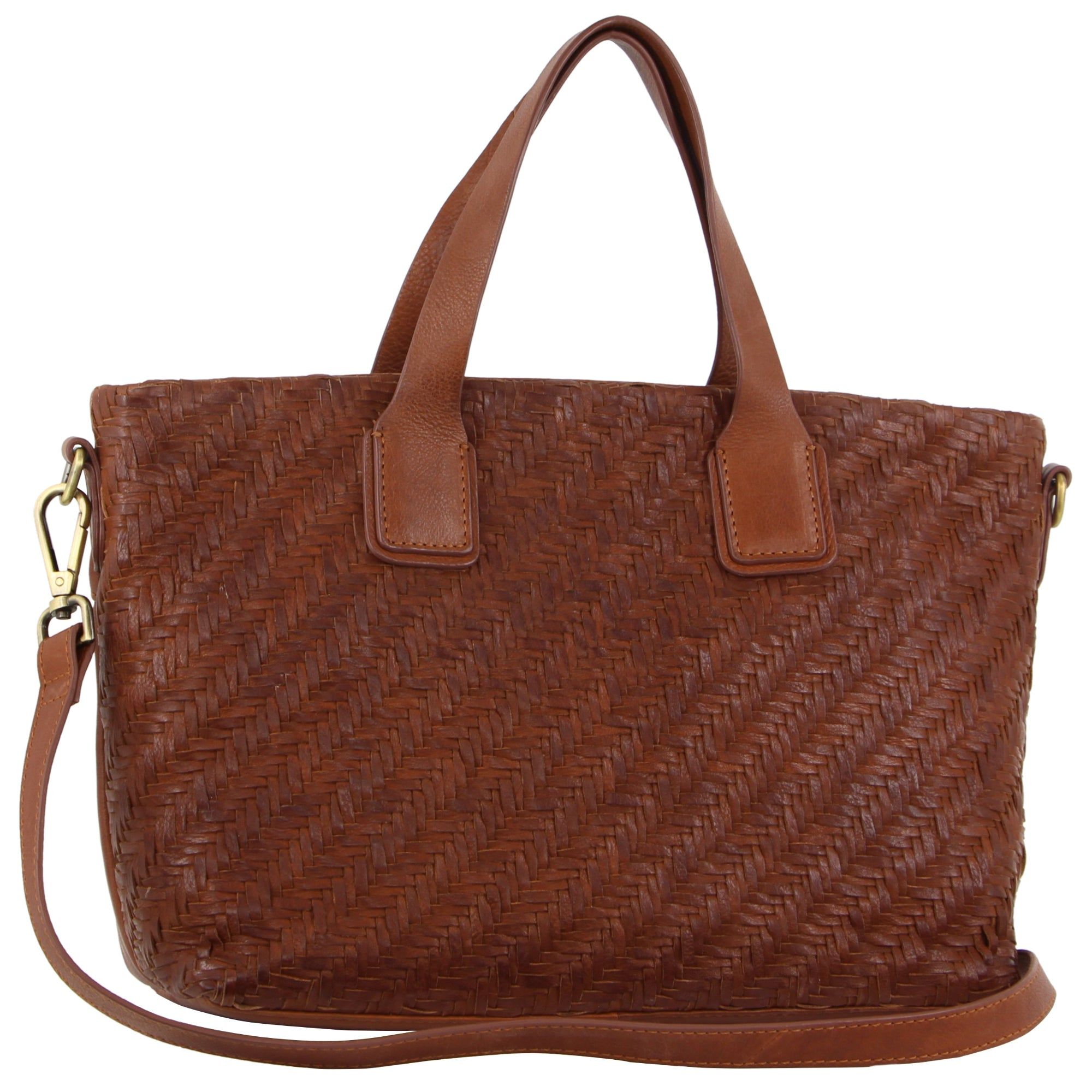 Pierre Cardin Woven Embossed Leather Tote Bag Handbags Dam Mörkbruna | RKNCWB123