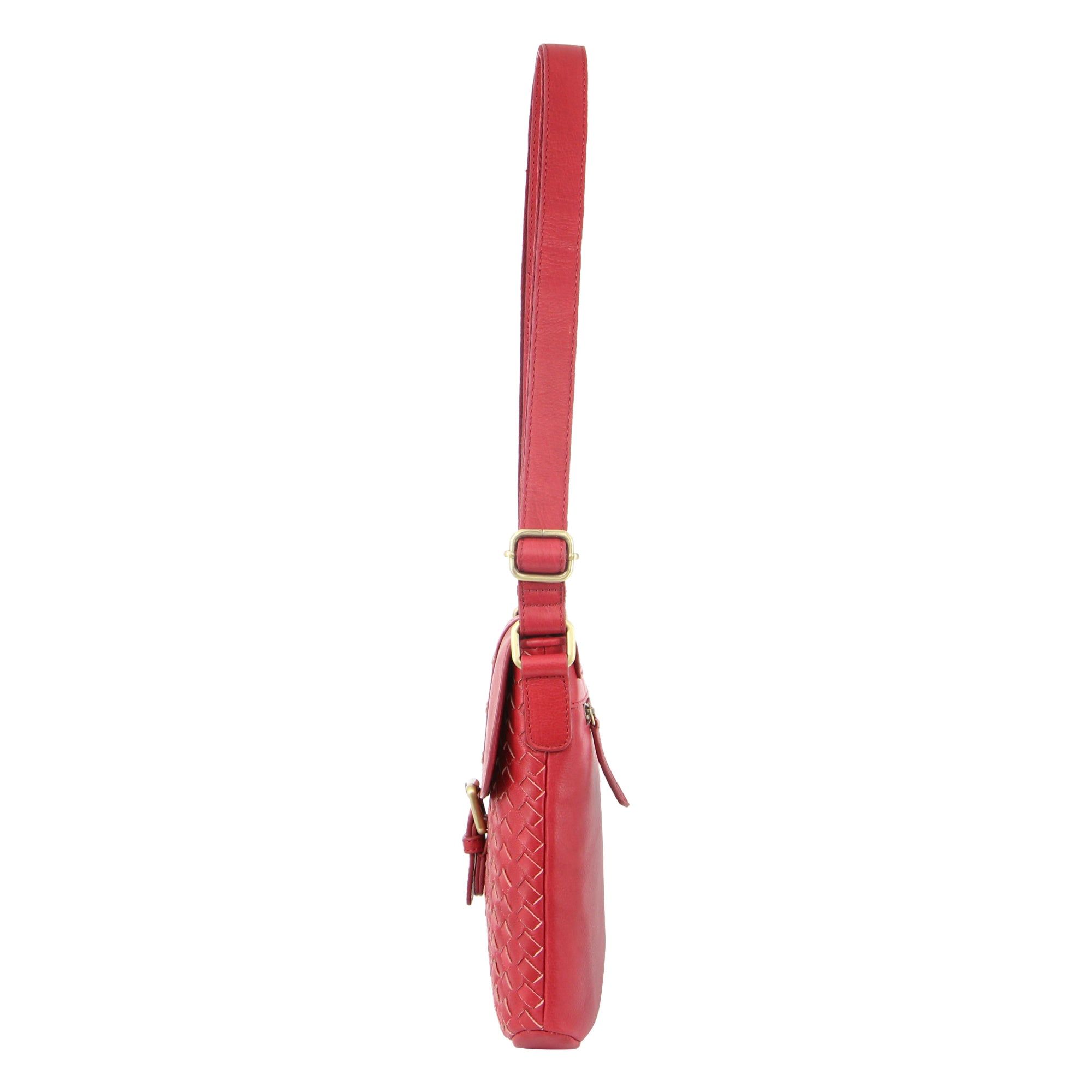 Pierre Cardin Woven Leather Cross-Body Bag with flap Crossbody Väska Dam Röda | RVNFCW714