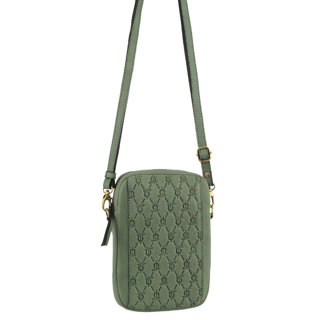 Pierre Cardin leather Textured Design Phone Bag Clutch Dam Olivgröna | CBDEWJ495